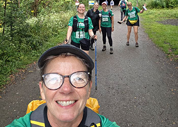 pictures of the P & B trailblazers on the hike just after coming out of a tunnel