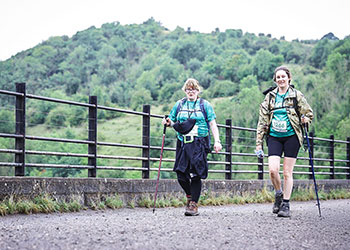 Two of the P & B trailblazers crossing a bridge