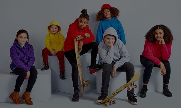 group of kids wearing hoodies