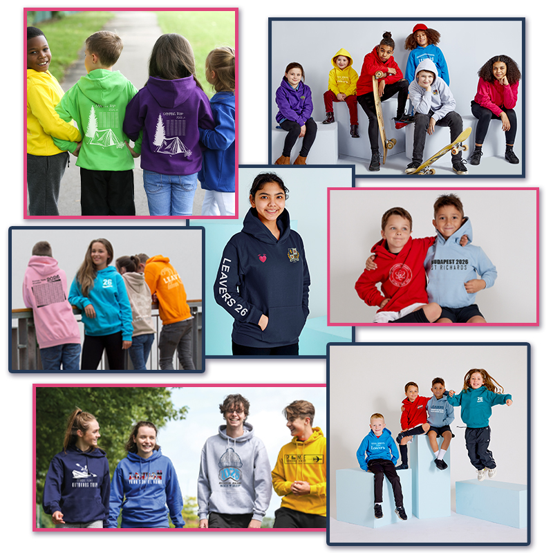 leavers and trip hoodie collage