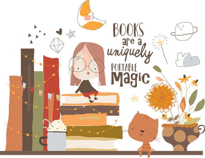 home library cartoon