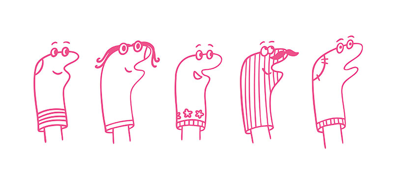 sock puppets illustration
