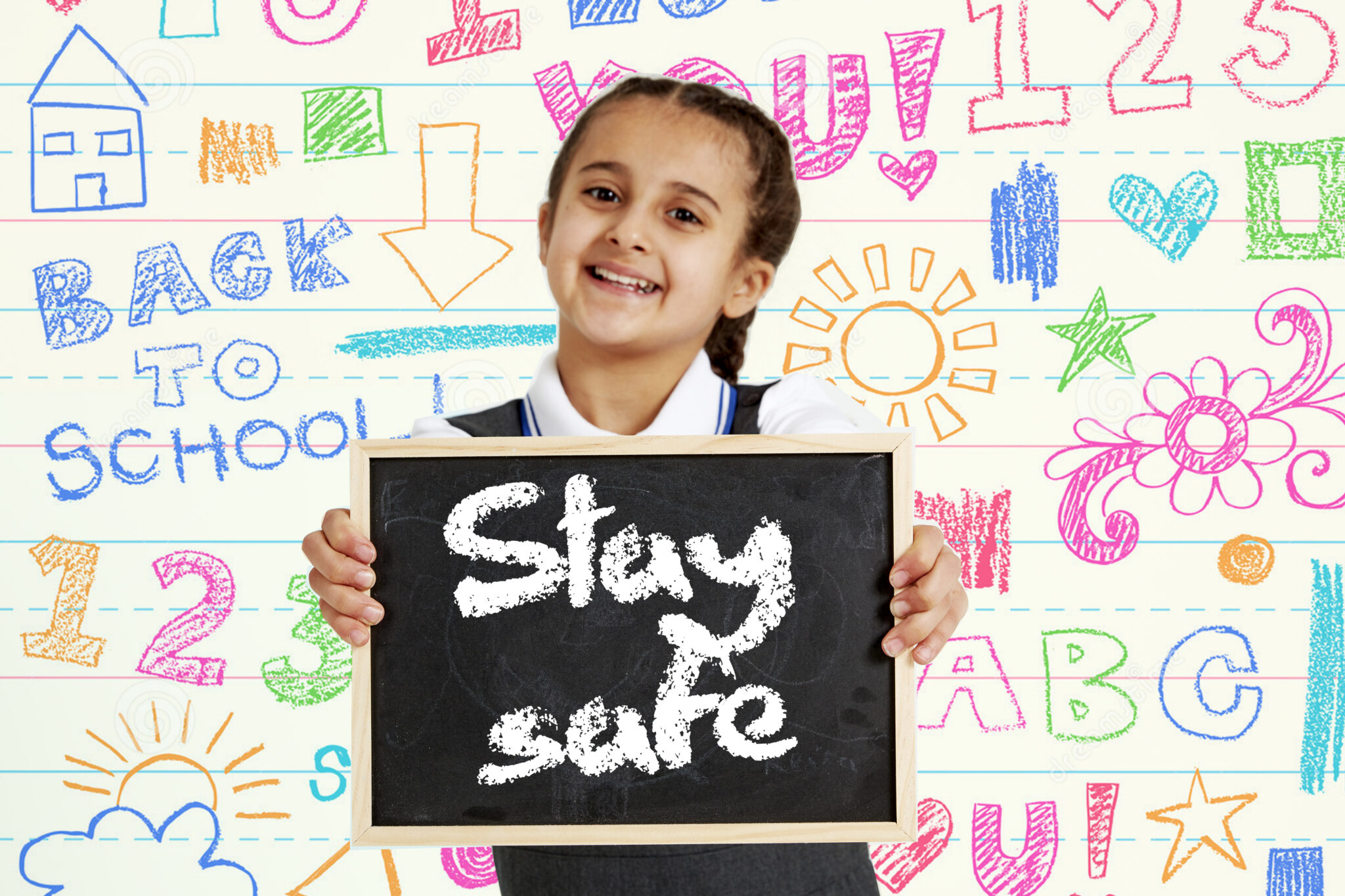 back to school stay safe chalk doodles student