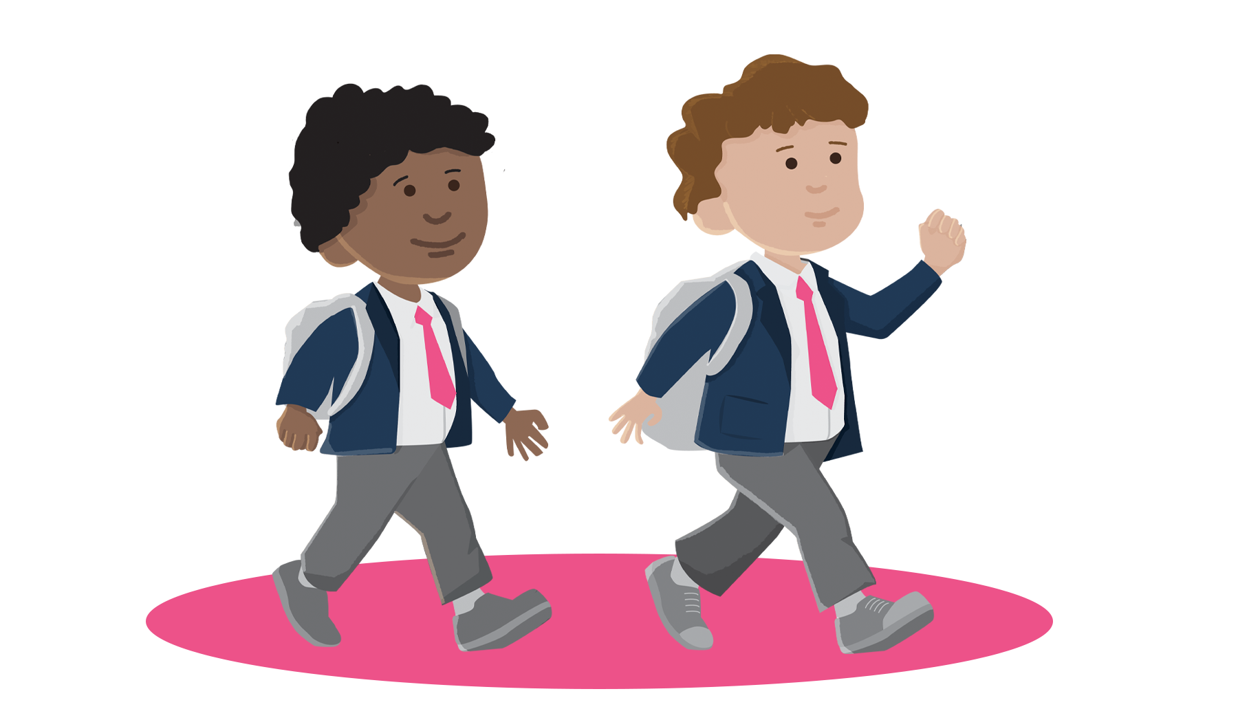 Happy cartoon children at school