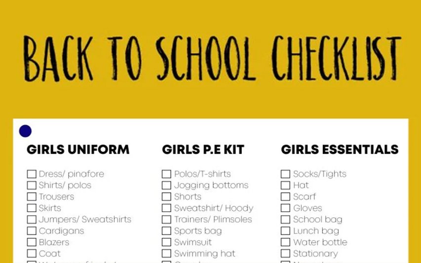 Back To School Checklist