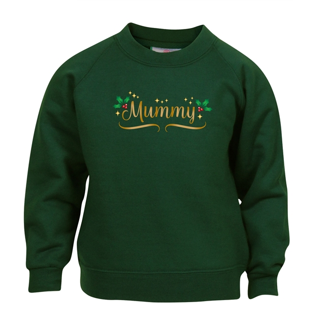 Personalised Metallic Name & Holly Christmas Sweatshirt - Child