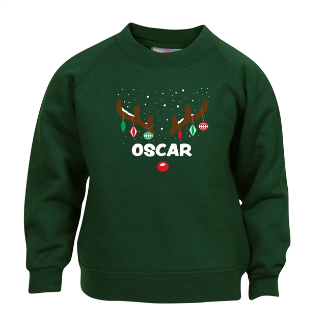 Reindeer Antlers Personalised Christmas Sweatshirt - Child