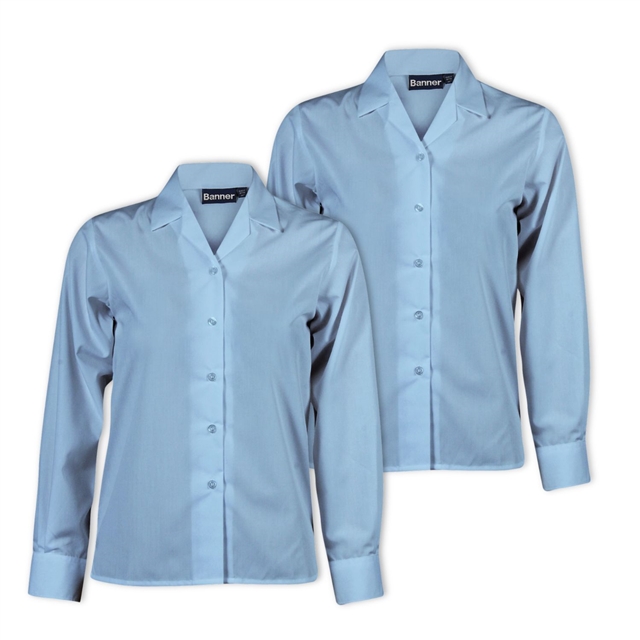 Long Sleeve Revere Blouse - Twin Pack