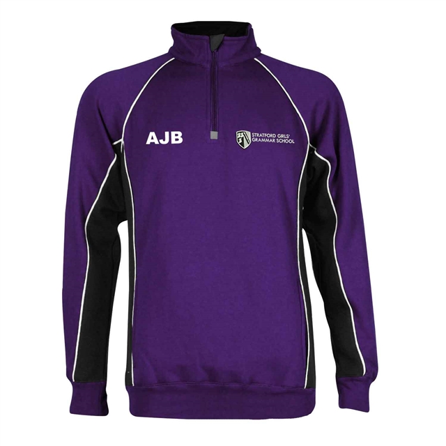 Stratford Girls Grammar Sports Sweatshirt 1/4 Zip with Initials- Years 8-11