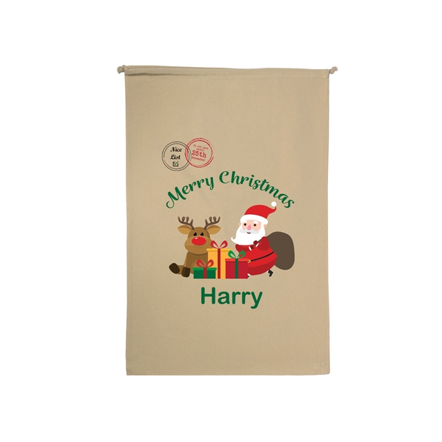 Personalised Merry Christmas Santa Stocking Gift Sack - Small