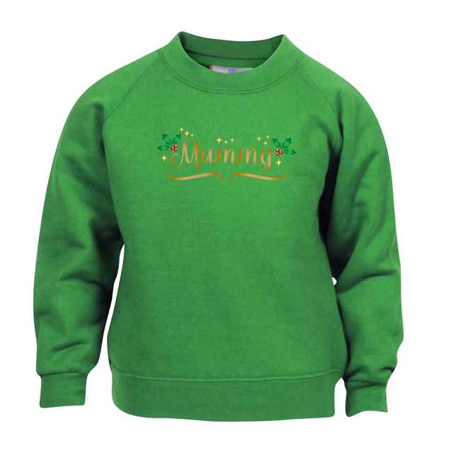 Personalised Metallic Name & Holly Christmas Sweatshirt - Child