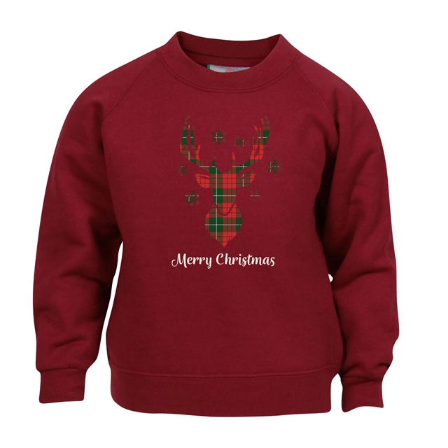 Tartan Reindeer Christmas Sweatshirt - Child