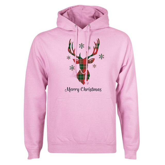 Tartan Reindeer Christmas Hoodie - Adult