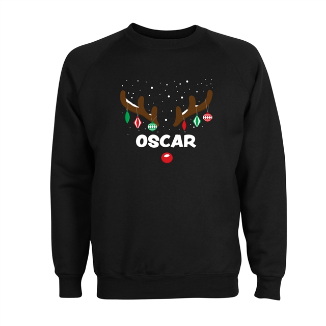 Reindeer Antlers Named Personalised Christmas Sweatshirt - Adult