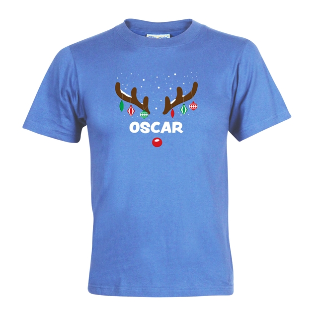 Reindeer Antlers Personalised Christmas T-Shirt - Child