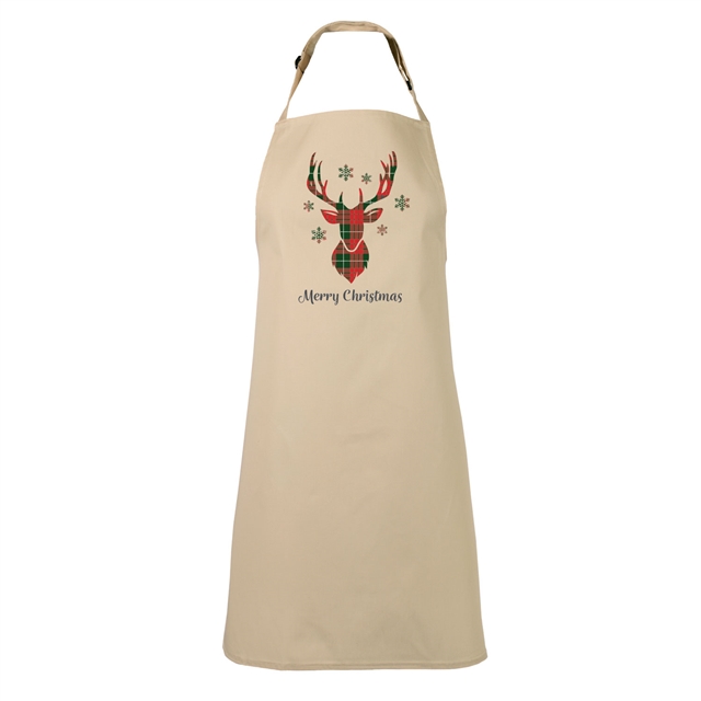 Tartan Reindeer Christmas Apron - Adult