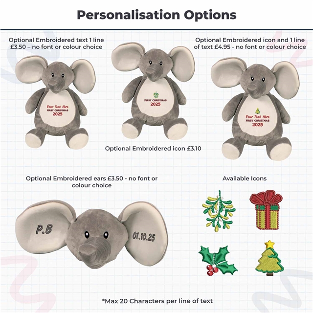 Personalisable First Christmas Elephant Soft Toy