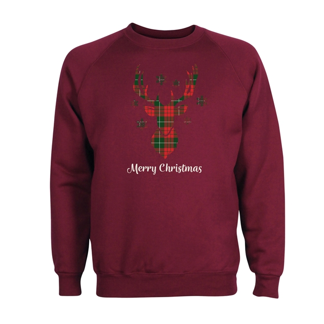 Tartan Reindeer Christmas Sweatshirt - Adult