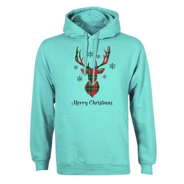 Tartan Reindeer Christmas Hoodie - Adult