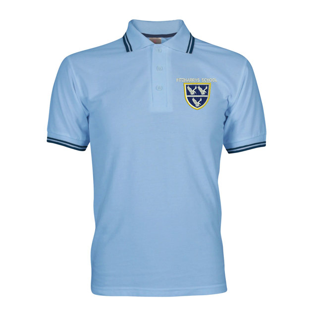 Fitzharrys School Unisex Summer Uniform Polo Shirt with Collar Stripes