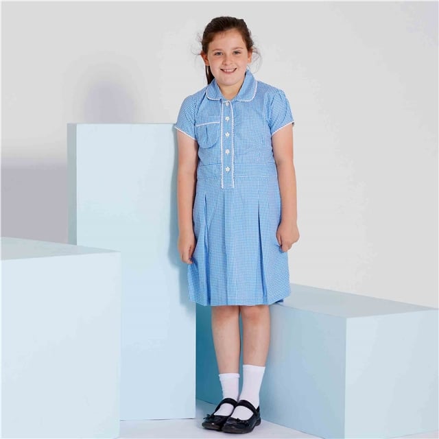 Blue Gingham School Summer Dress