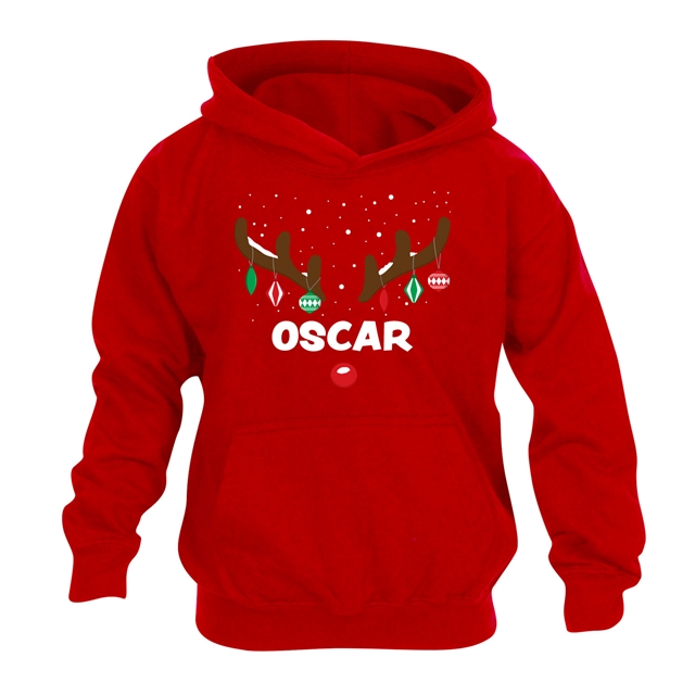 Reindeer Antlers Personalised Christmas Hoodie - Child