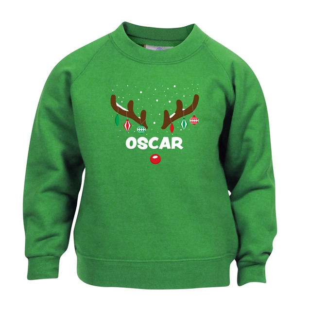Reindeer Antlers Personalised Christmas Sweatshirt - Child
