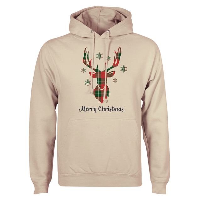 Tartan Reindeer Christmas Hoodie - Adult