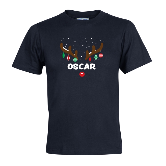 Reindeer Antlers Personalised Christmas T-Shirt - Adult