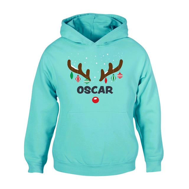 Reindeer Antlers Personalised Christmas Hoodie - Child