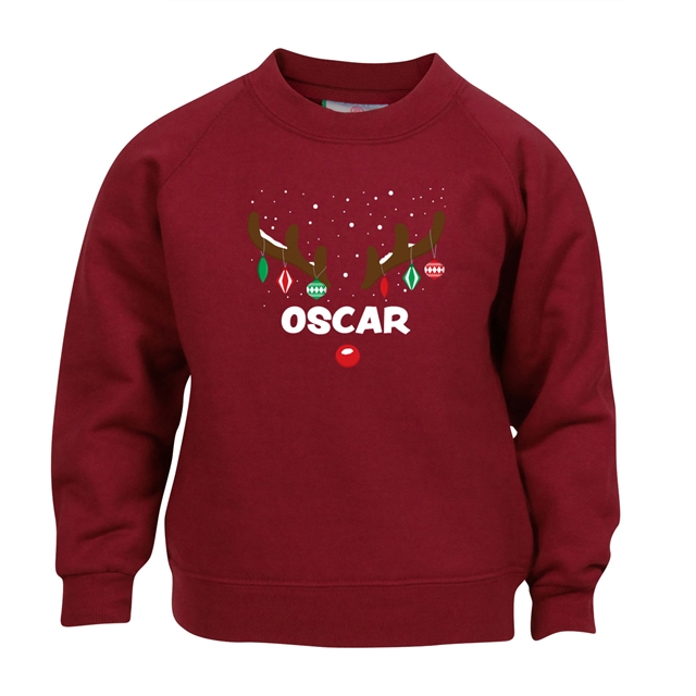 Reindeer Antlers Personalised Christmas Sweatshirt - Child