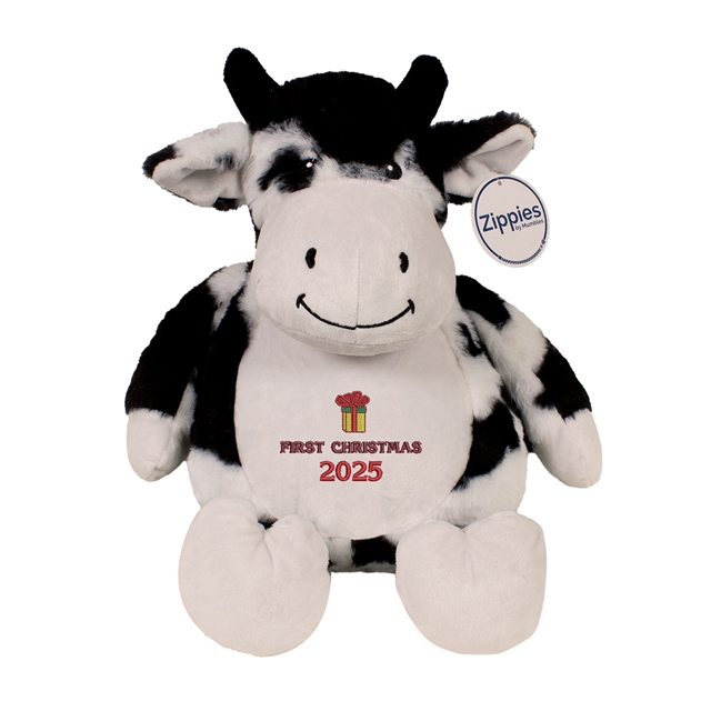 Personalisable First Christmas Cow Soft Toy