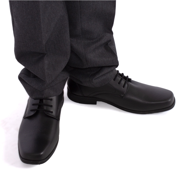 Senior Boys Black Lace Up Leather School Shoes