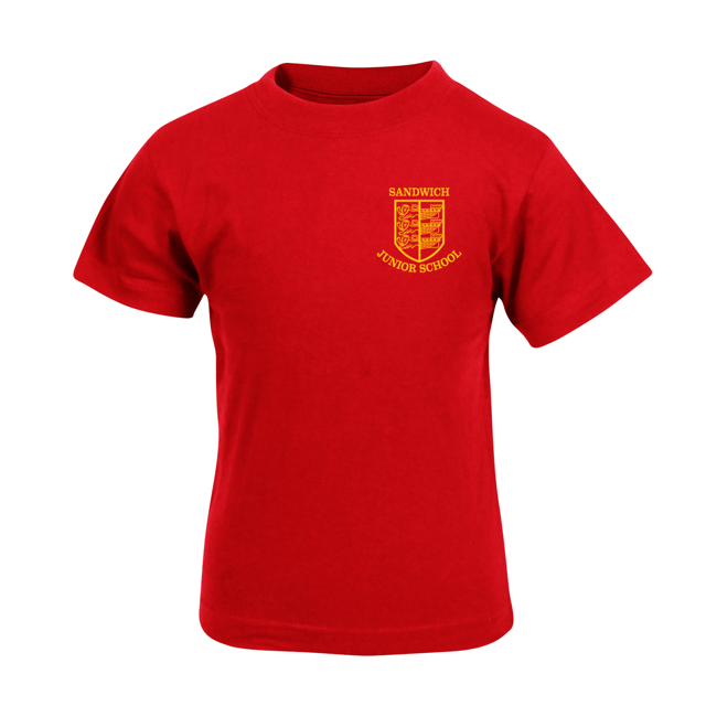 Sandwich Junior School PE Cotton T-Shirt - Normans (Red)