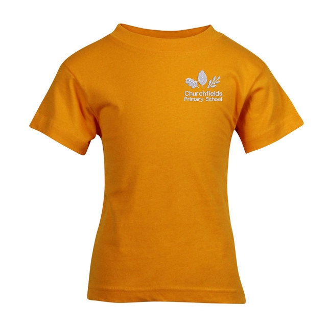 Churchfields Primary School House PE T-Shirt GOLD