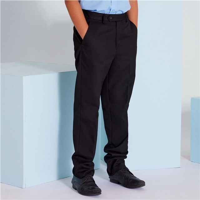 Black Boys Flat Front Trousers