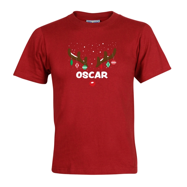Reindeer Antlers Personalised Christmas T-Shirt - Child