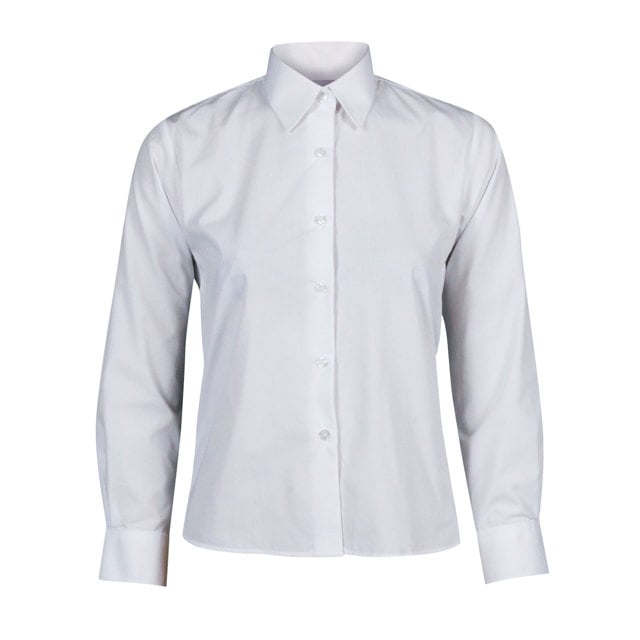 White Long Sleeve School Blouse - Twin Pack