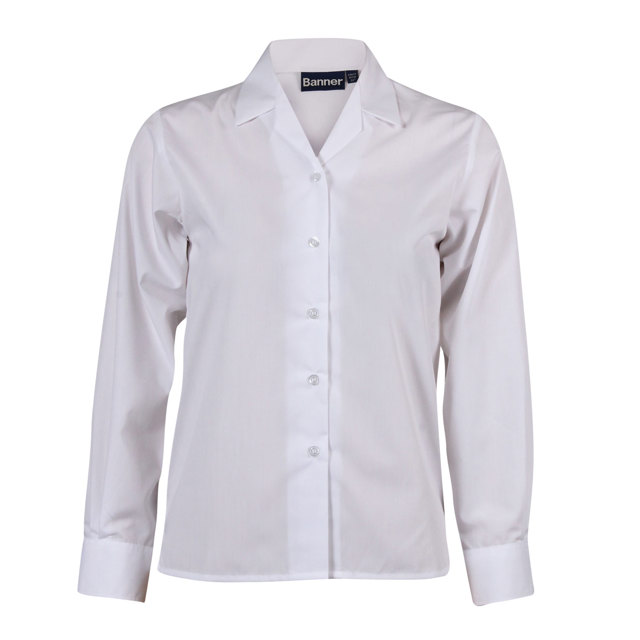 White Long Sleeve Revere Blouse - Twin Pack