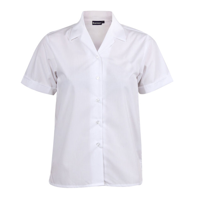 White Short Sleeve Revere Blouse - Twin Pack