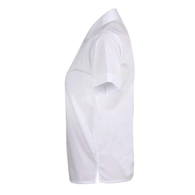 White Short Sleeve Revere Blouse - Twin Pack