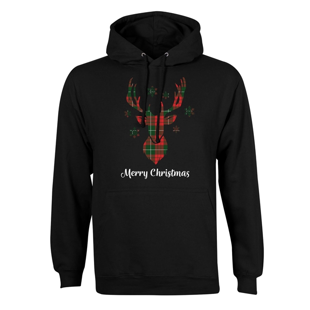 Tartan Reindeer Christmas Hoodie - Adult