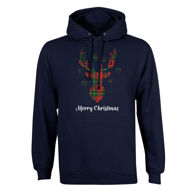 Tartan Reindeer Christmas Hoodie - Adult