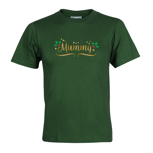 Personalised Metallic Name & Holly Christmas T-Shirt - Adult