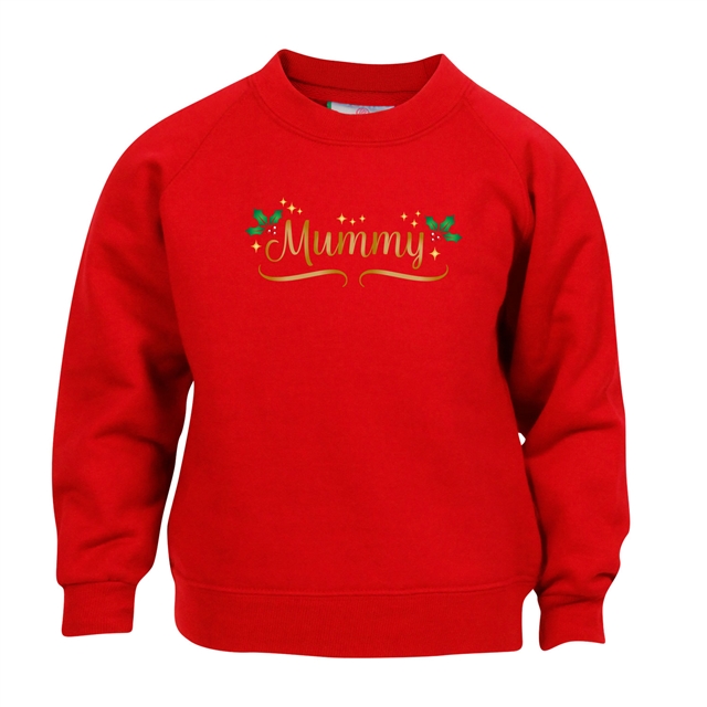 Personalised Metallic Name & Holly Christmas Sweatshirt - Child