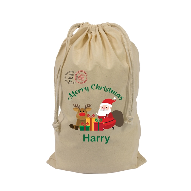 Personalised Merry Christmas Santa Stocking Gift Sack - Small