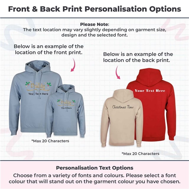 Personalised Metallic Name & Holly Christmas Hoodie - Adult