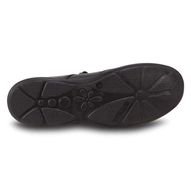Junior Girls Black T-Bar Leather Shoes