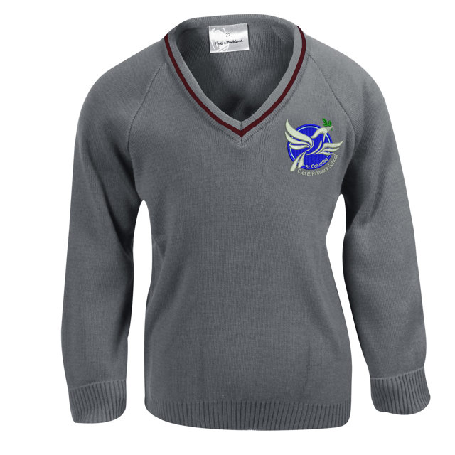 St Columba C of E Primary School V-Neck Jumper with Stripe