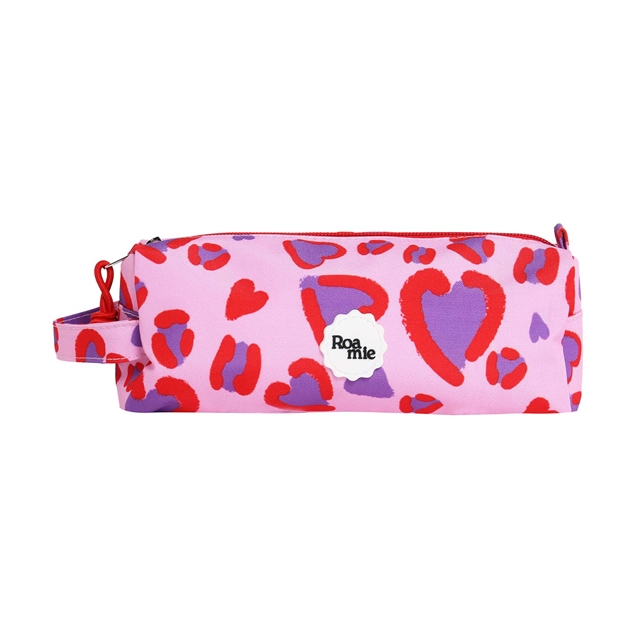 Roamie hearts print kids school pencil case made from 100% recycled plastic bottles